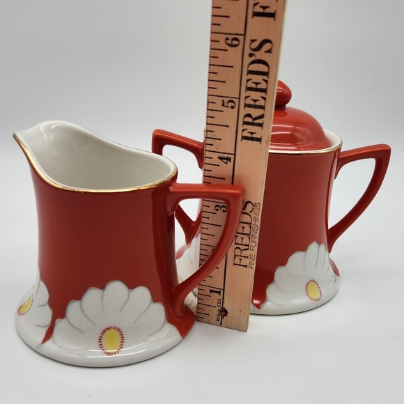 Anthropologie Grace White Daisy Cream Pitcher & Sugar Bowl  Gold Trim. - Picture 10 of 10